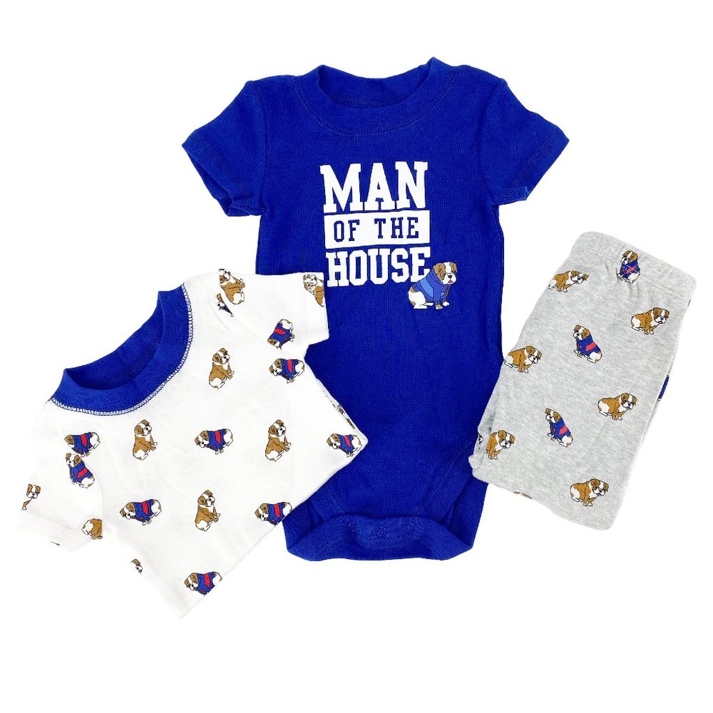 THE CHILDREN'S PLACE Bundles Baby Place Bulldog Bodysuit Pant 3 PC Set